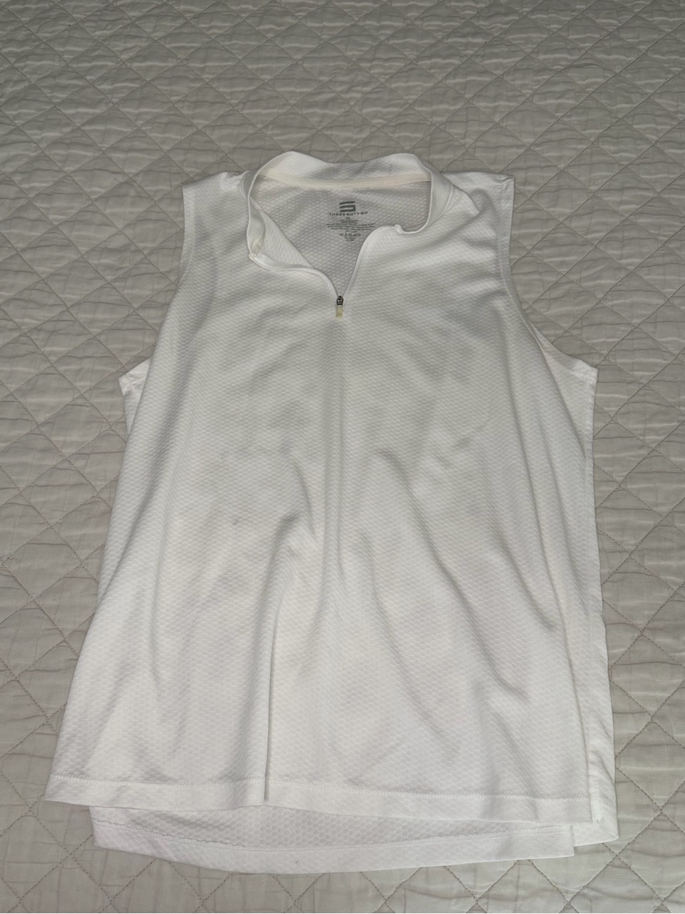 White Sleeveless Quarter-Zip Performance Golf Top
